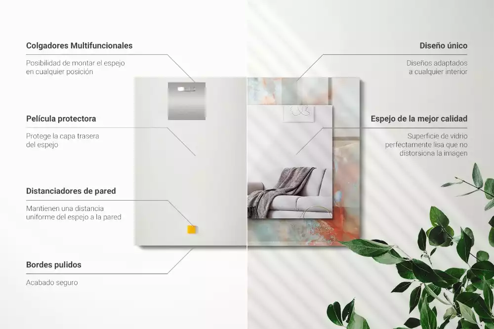 Lustro prostokątne z nadrukiem w abstrakcyjną kolorową teksturę