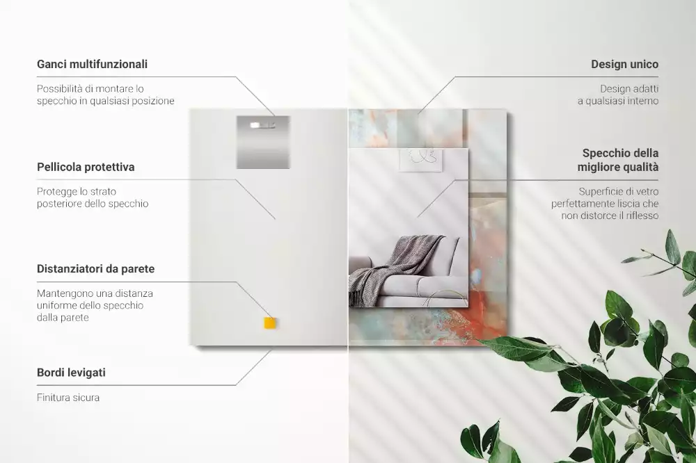 Lustro prostokątne z nadrukiem w abstrakcyjną kolorową teksturę