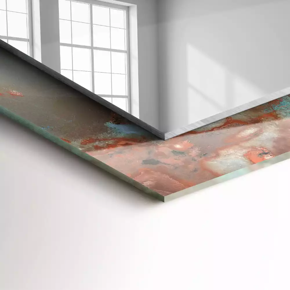 Lustro prostokątne z nadrukiem w abstrakcyjną kolorową teksturę