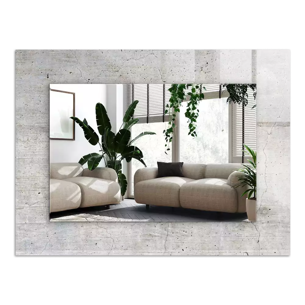 Lustro dekoracyjne prostokątne z nadrukiem przedstawiającym popękaną betonową ścianę
