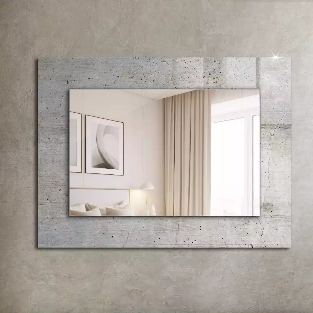 Lustro dekoracyjne prostokątne z nadrukiem przedstawiającym popękaną betonową ścianę