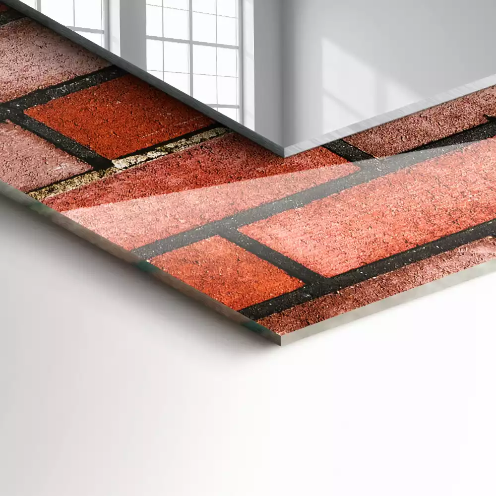 Lustro dekoracyjne z motywem ceglanej czerwonej ściany