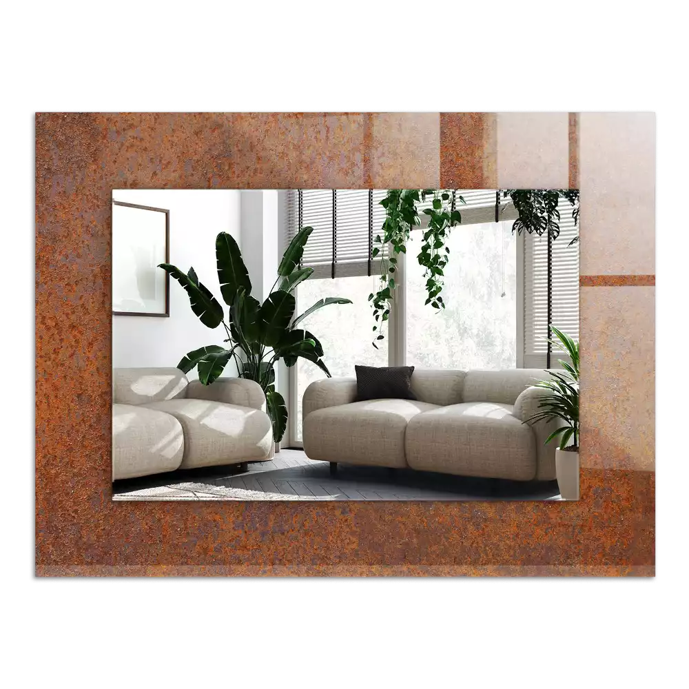 Lustro prostokątne z nadrukiem przedstawiającym zardzewiałą powierzchnię metalu