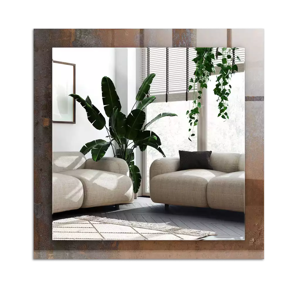 Lustro dekoracyjne prostokątne z nadrukiem w motywie modnej rdzy