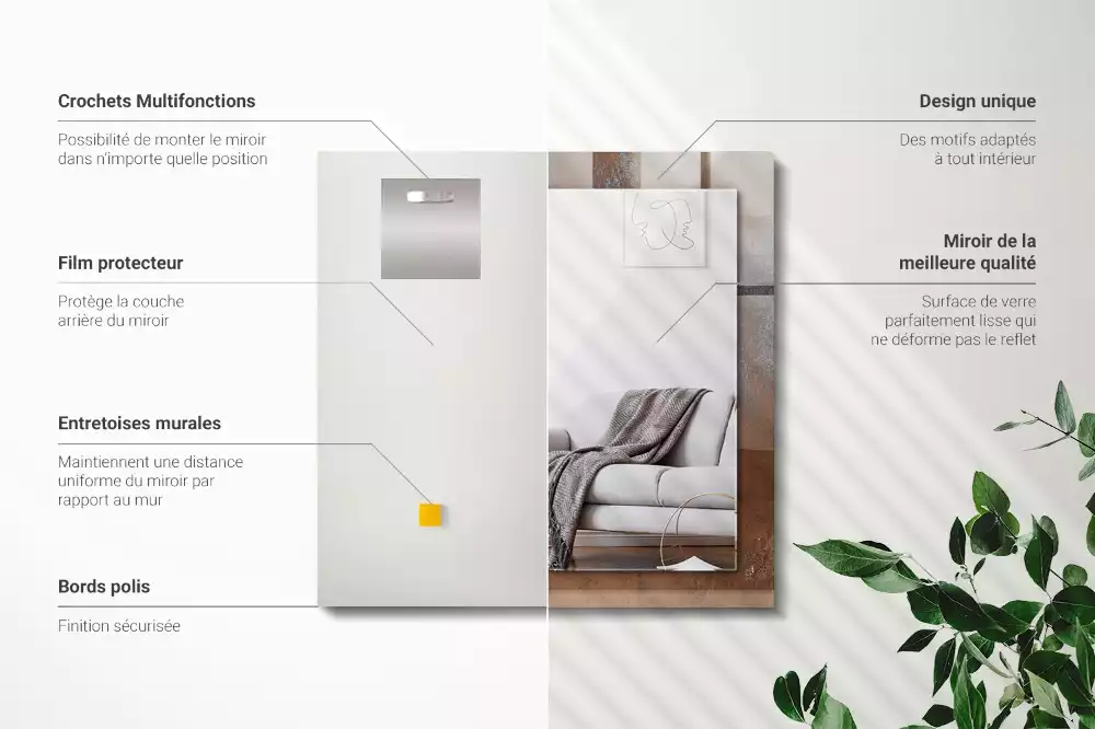 Lustro dekoracyjne prostokątne z nadrukiem w motywie modnej rdzy