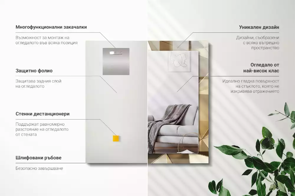 Lustro dekoracyjne prostokątne Geometryczne kształty