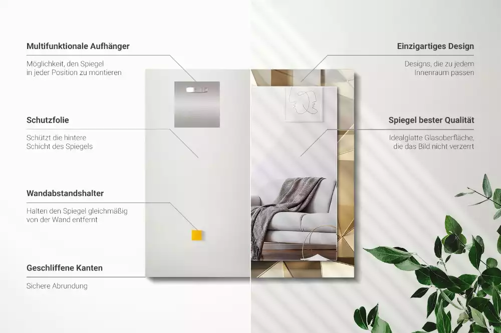 Lustro dekoracyjne prostokątne z geometrycznym wzorem