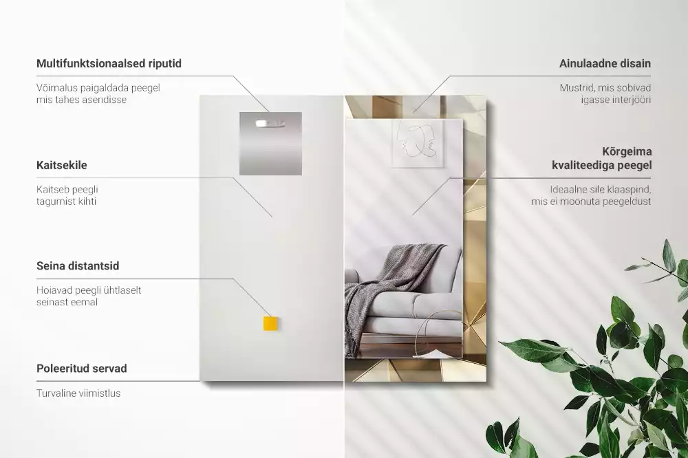 Lustro dekoracyjne prostokątne z geometrycznym wzorem