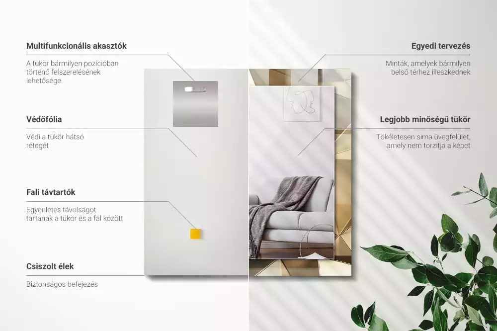 Lustro dekoracyjne prostokątne Geometryczne kształty