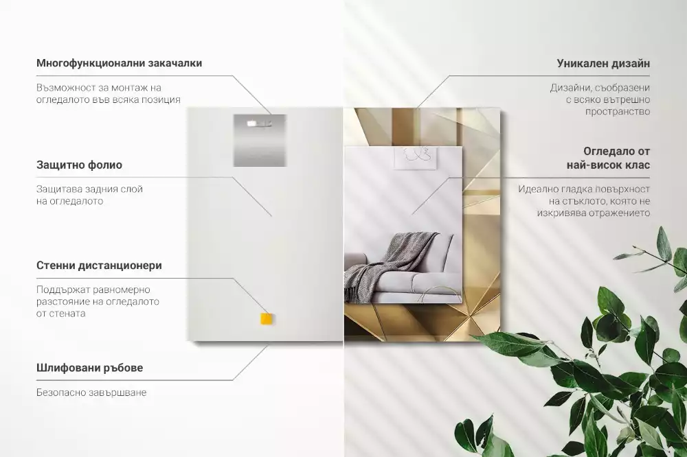 Lustro dekoracyjne prostokątne z geometrycznym wzorem