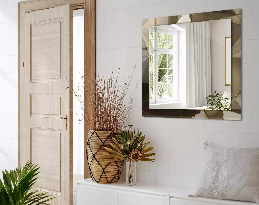 Lustro dekoracyjne prostokątne z geometrycznym wzorem