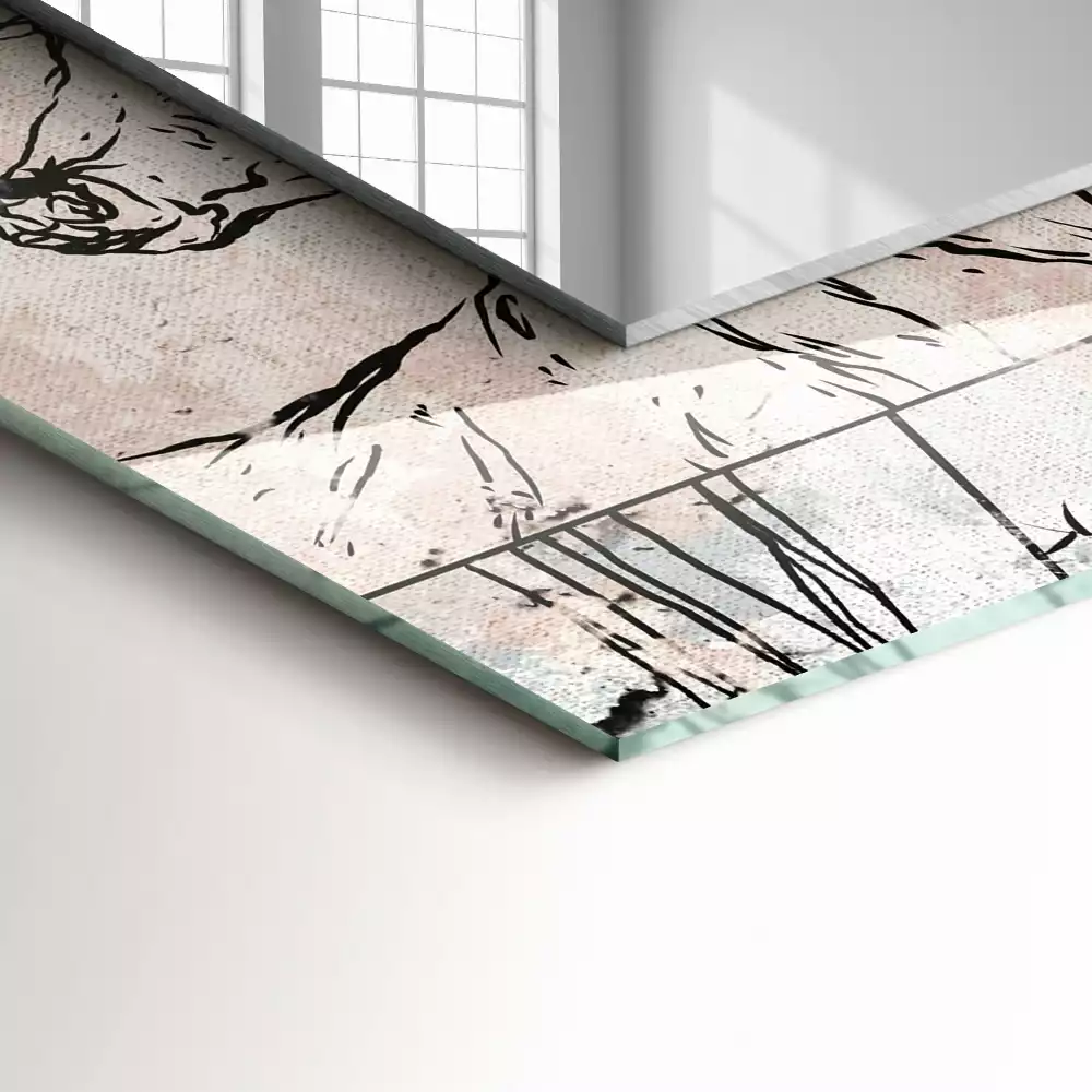 Lustro prostokątne z nadrukiem przedstawiającym jelenia, lisa i motywy roślinne