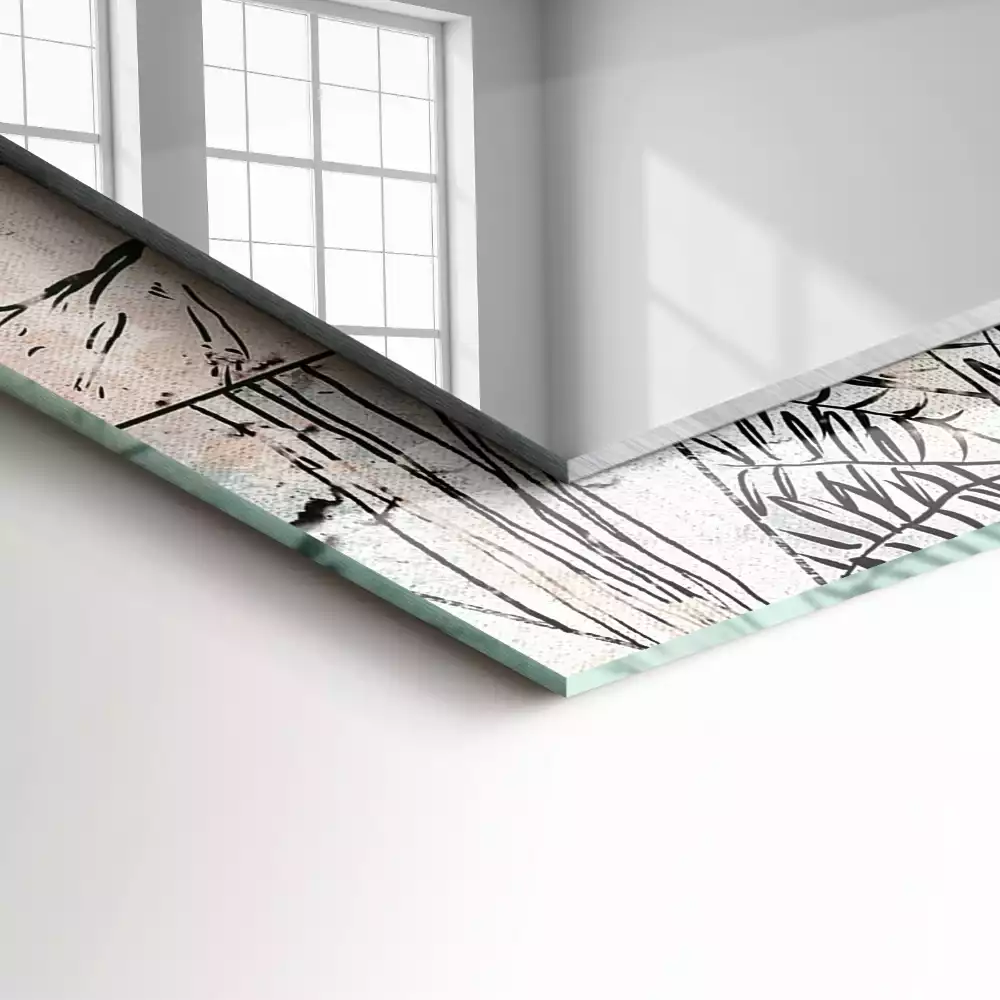 Lustro prostokątne z nadrukiem przedstawiającym jelenia, lisa i motywy roślinne