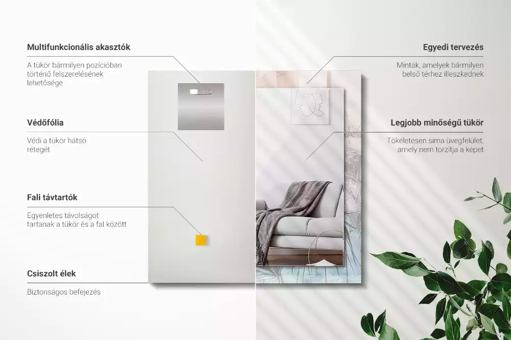 Lustro dekoracyjne z nadrukiem z motywem pastelowych roślin