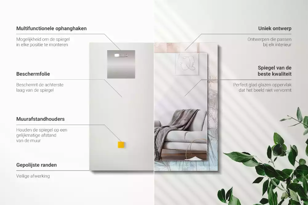 Lustro dekoracyjne z nadrukiem z motywem pastelowych roślin