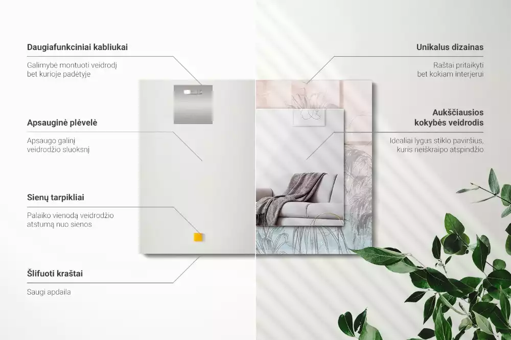 Lustro dekoracyjne z nadrukiem z motywem pastelowych roślin