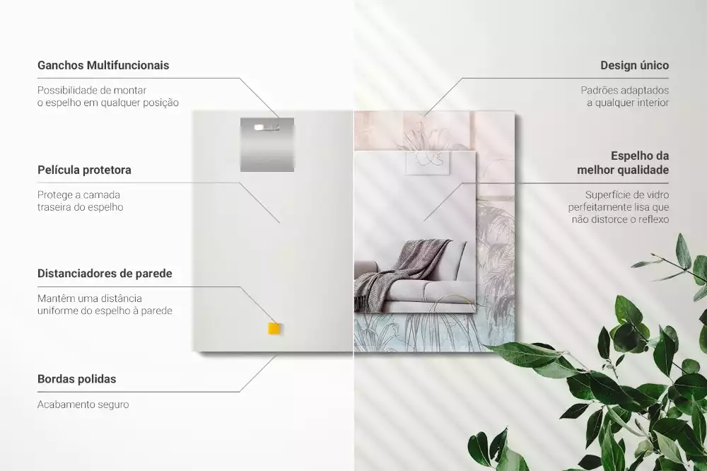 Lustro dekoracyjne z nadrukiem z motywem pastelowych roślin