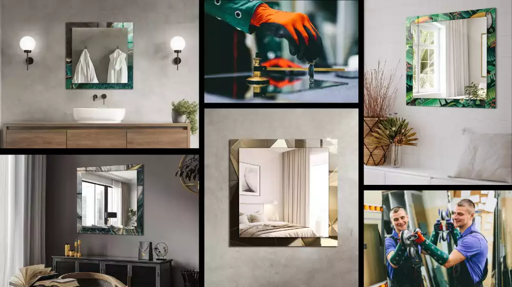 Lustro dekoracyjne z nadrukiem z motywem pastelowych roślin