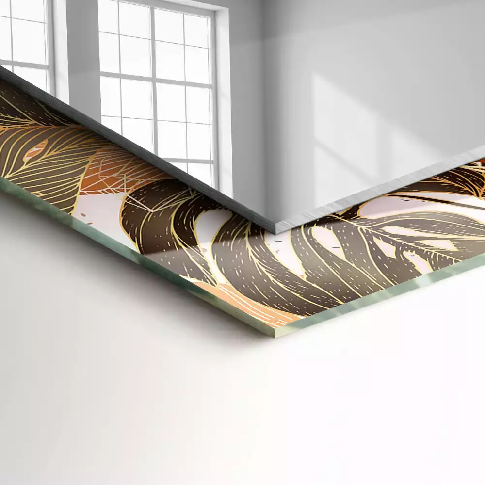 Lustro dekoracyjne prostokątne z motywem tropikalnych liści