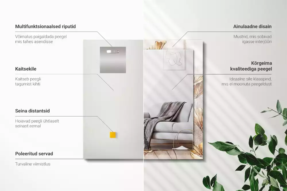 Lustro prostokątne z nadrukiem w motyw kwiatów vintage