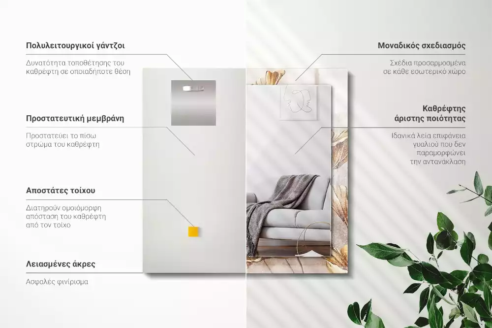 Lustro prostokątne z nadrukiem w motyw kwiatów vintage