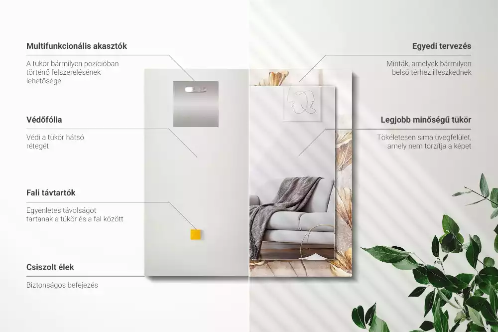 Lustro prostokątne z nadrukiem w motyw kwiatów vintage