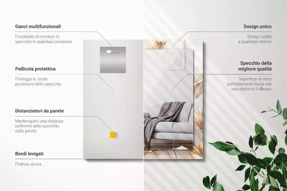 Lustro prostokątne z nadrukiem w motyw kwiatów vintage