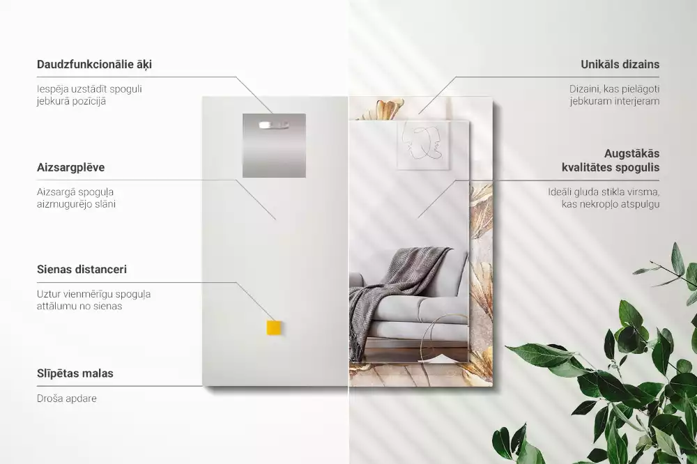 Lustro prostokątne z nadrukiem w motyw kwiatów vintage