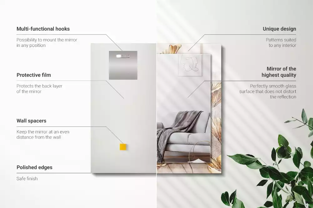Lustro prostokątne z nadrukiem w motyw kwiatów vintage