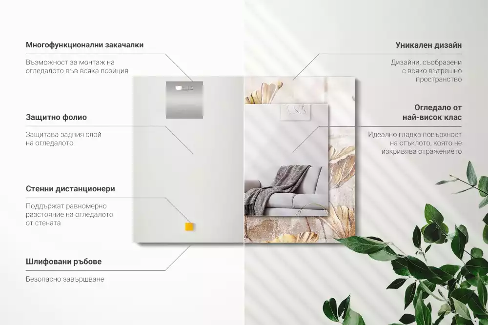 Lustro prostokątne z nadrukiem w motyw kwiatów vintage