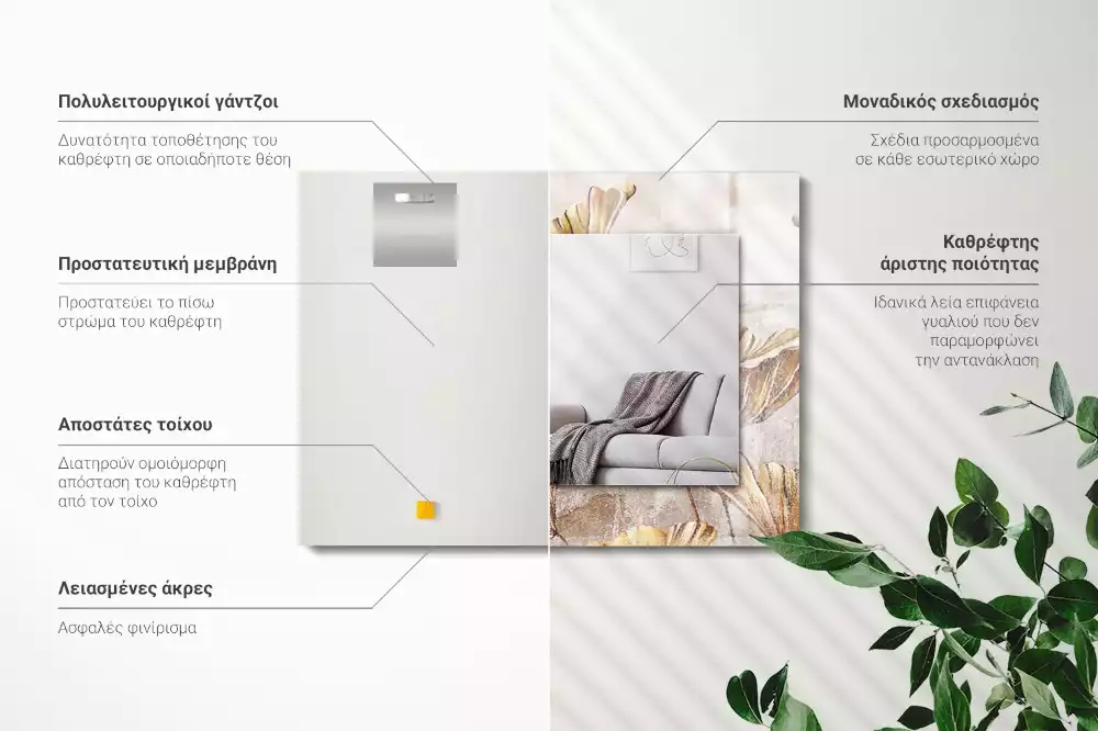 Lustro prostokątne z nadrukiem w motyw kwiatów vintage