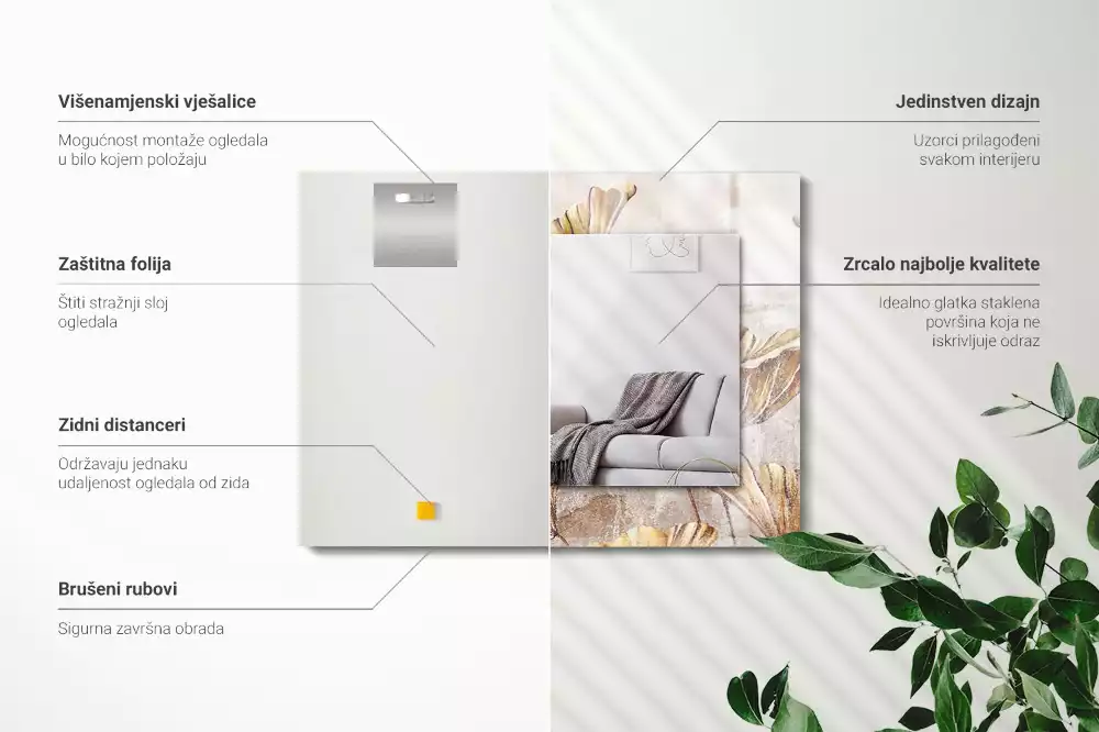 Lustro prostokątne z nadrukiem w motyw kwiatów vintage