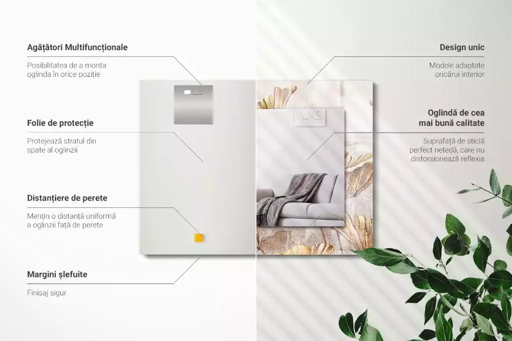 Lustro prostokątne z nadrukiem w motyw kwiatów vintage