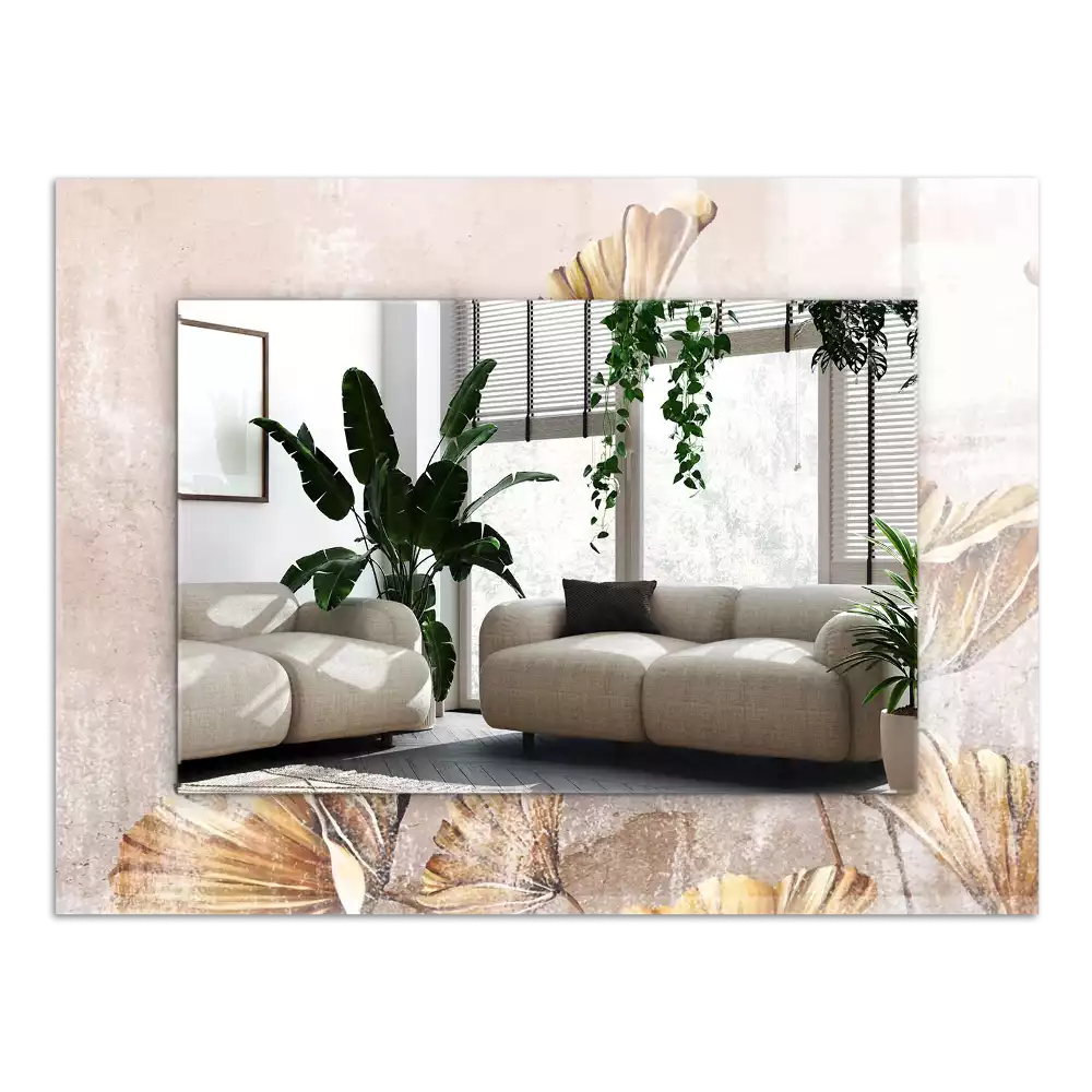 Lustro prostokątne z nadrukiem w motyw kwiatów vintage