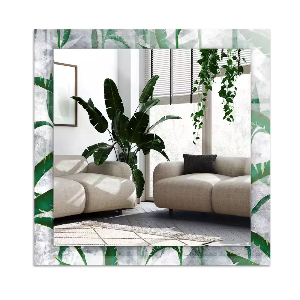 Lustro dekoracyjne z nadrukiem zielonych liści