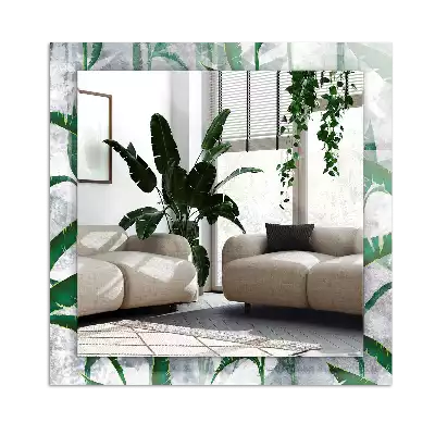 Lustro dekoracyjne z nadrukiem zielonych liści