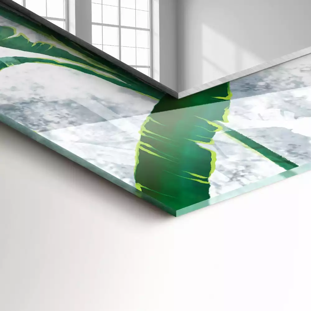 Lustro dekoracyjne z nadrukiem zielonych liści