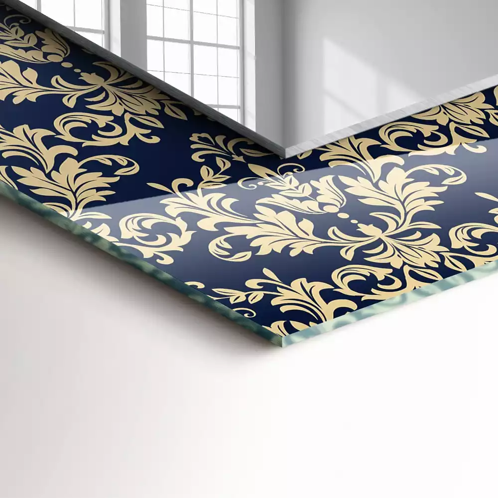 Lustro dekoracyjne prostokątne z wzorem wiktoriańskiej tapety