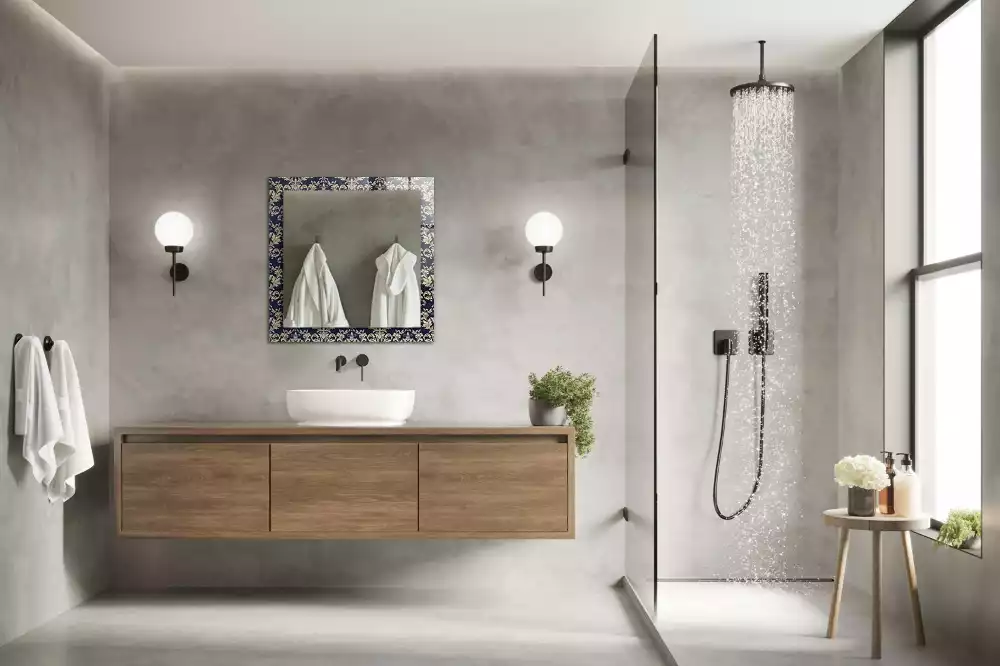 Lustro dekoracyjne prostokątne z wzorem wiktoriańskiej tapety