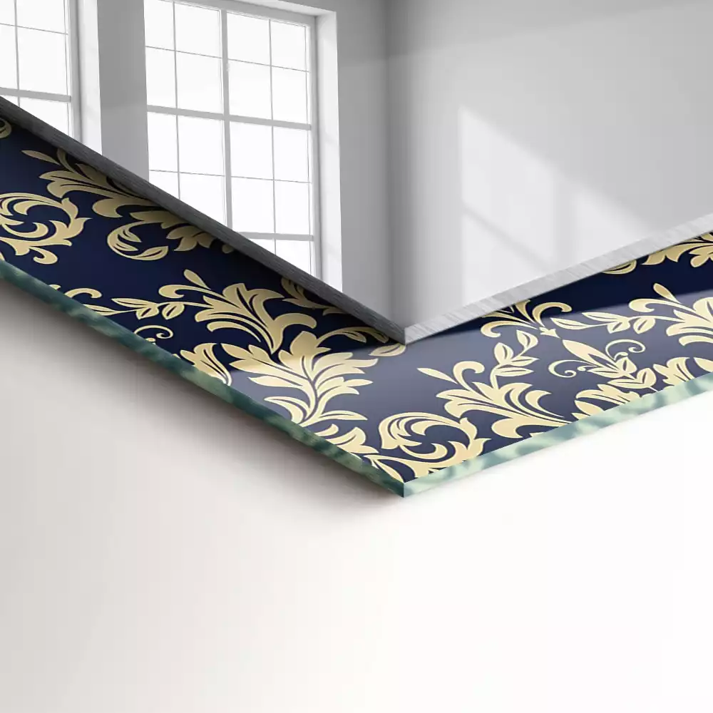 Lustro dekoracyjne prostokątne z wzorem wiktoriańskiej tapety