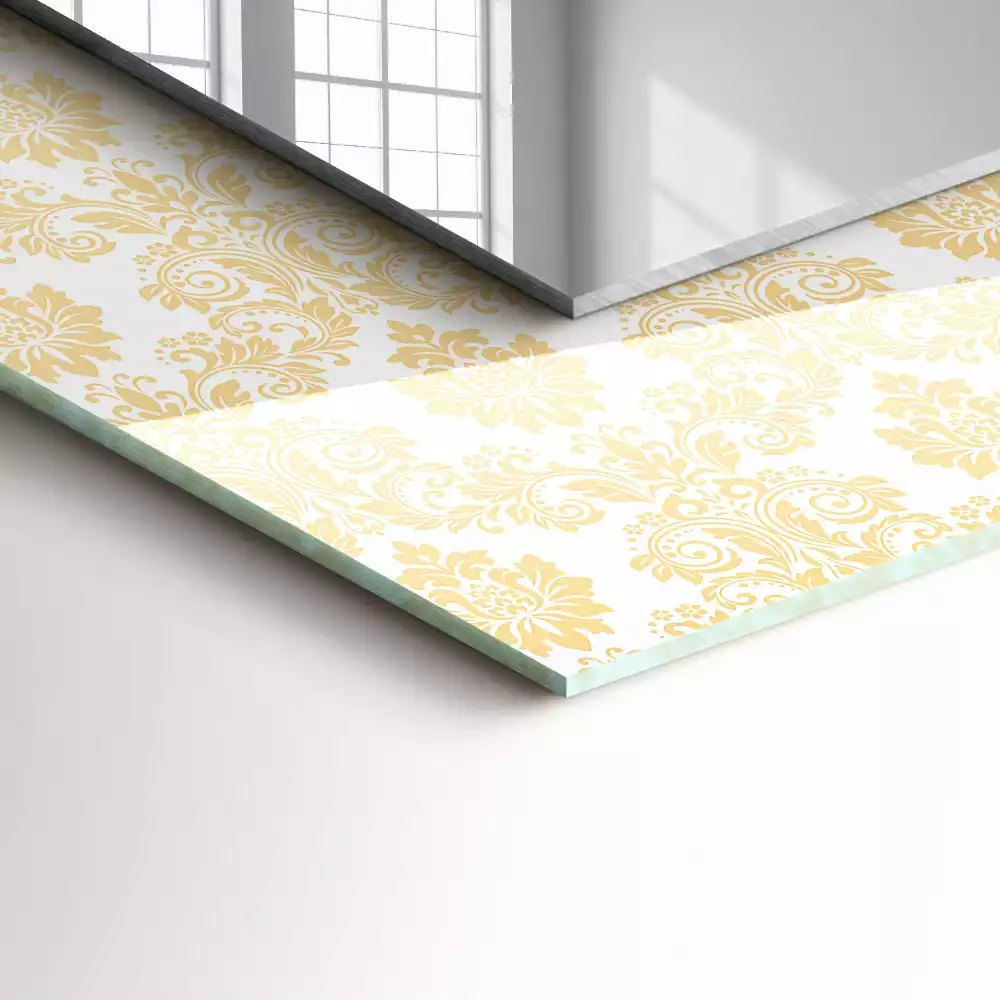 Lustro prostokątne z żółtym ornamentem