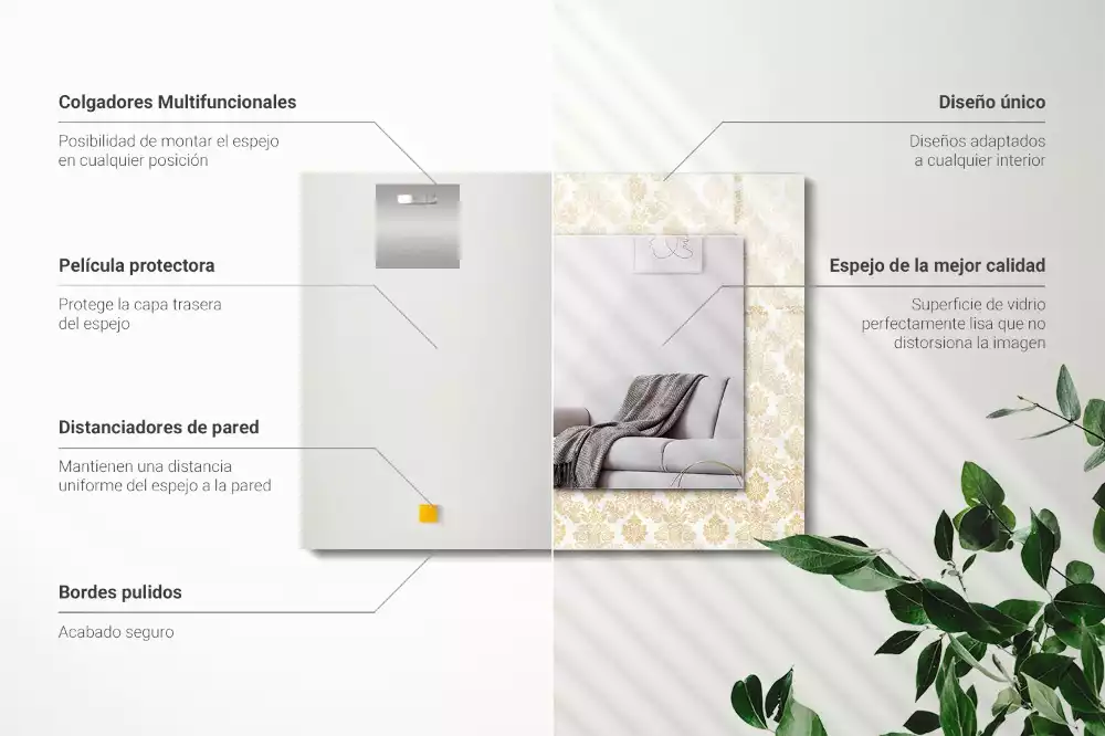 Lustro prostokątne z żółtym ornamentem