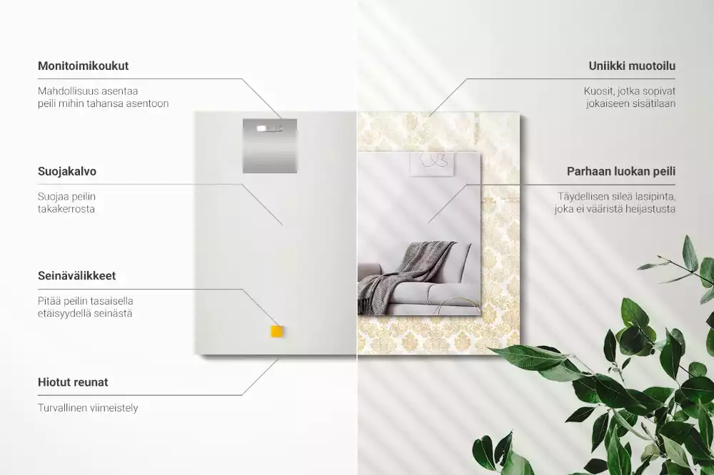 Lustro prostokątne z żółtym ornamentem