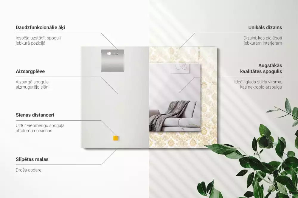 Lustro prostokątne z żółtym ornamentem