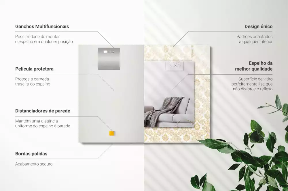 Lustro prostokątne z żółtym ornamentem