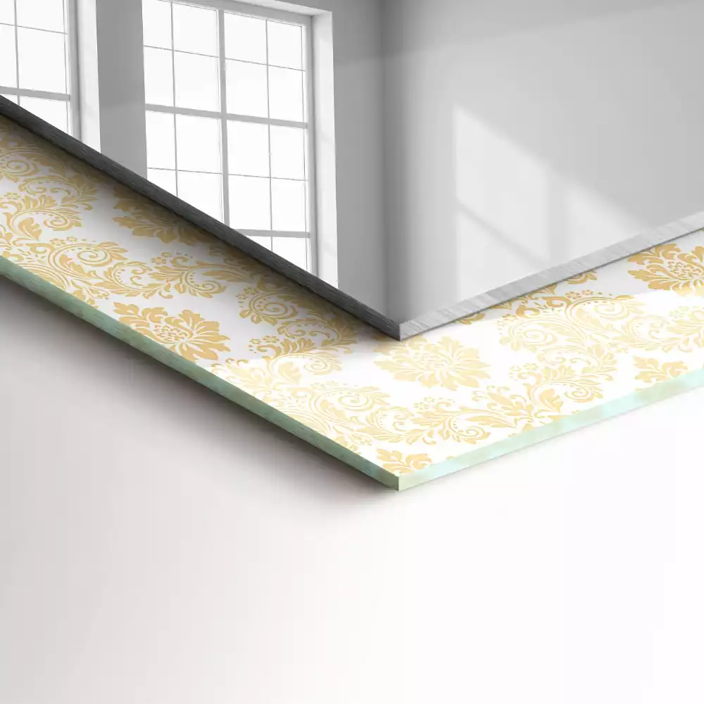 Lustro prostokątne z żółtym ornamentem