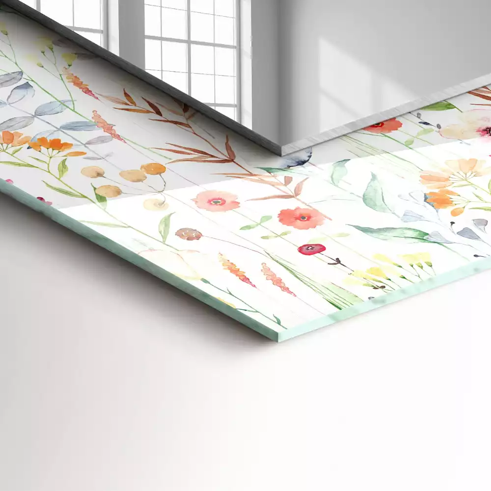 Lustro dekoracyjne z nadrukiem w motyw akwarelowych kwiatów