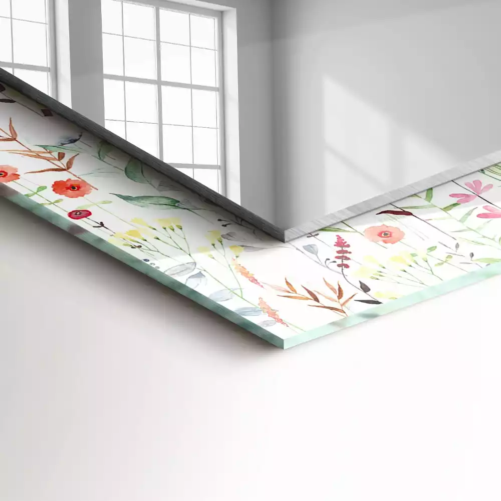 Lustro dekoracyjne z nadrukiem w motyw akwarelowych kwiatów