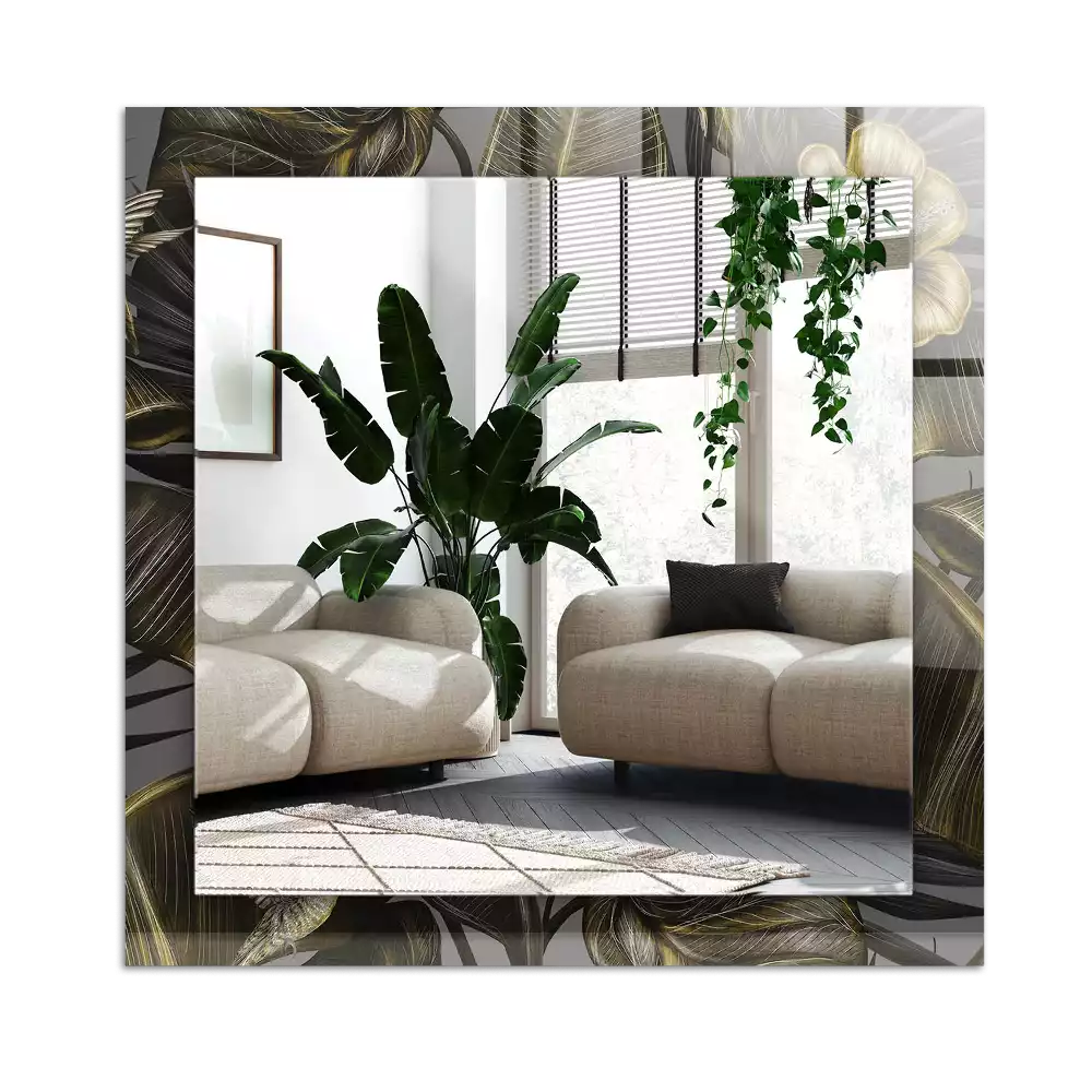 Lustro dekoracyjne prostokątne z motywem kwiatów i kolibrów