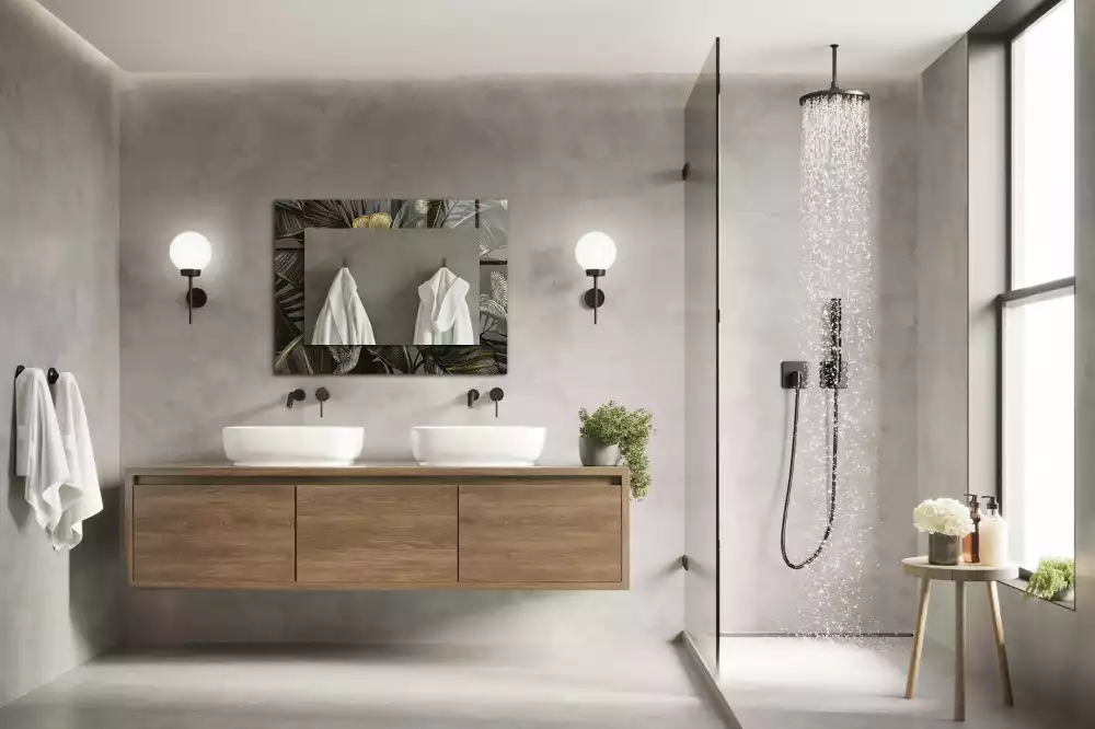 Lustro dekoracyjne prostokątne z motywem kwiatów i kolibrów